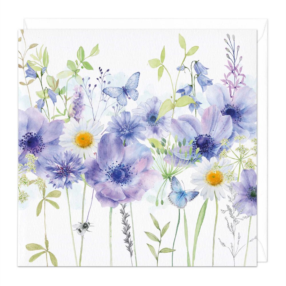 Whistlefish card CORNFLOWERS meadow bee