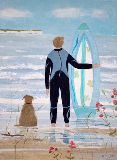 Whistlefish card SURFER dog