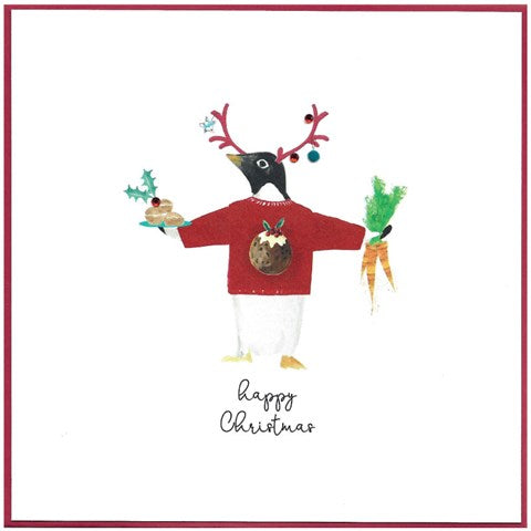 Cinnamon Aitch Christmas Card Cranberry Sauce Penguin REINDEER
