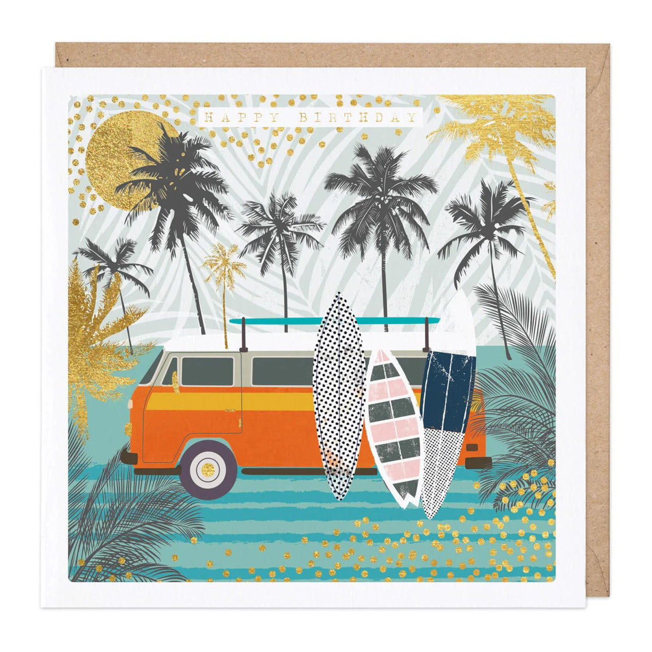 Whistlefish Birthday card SURFBOARDS campervan