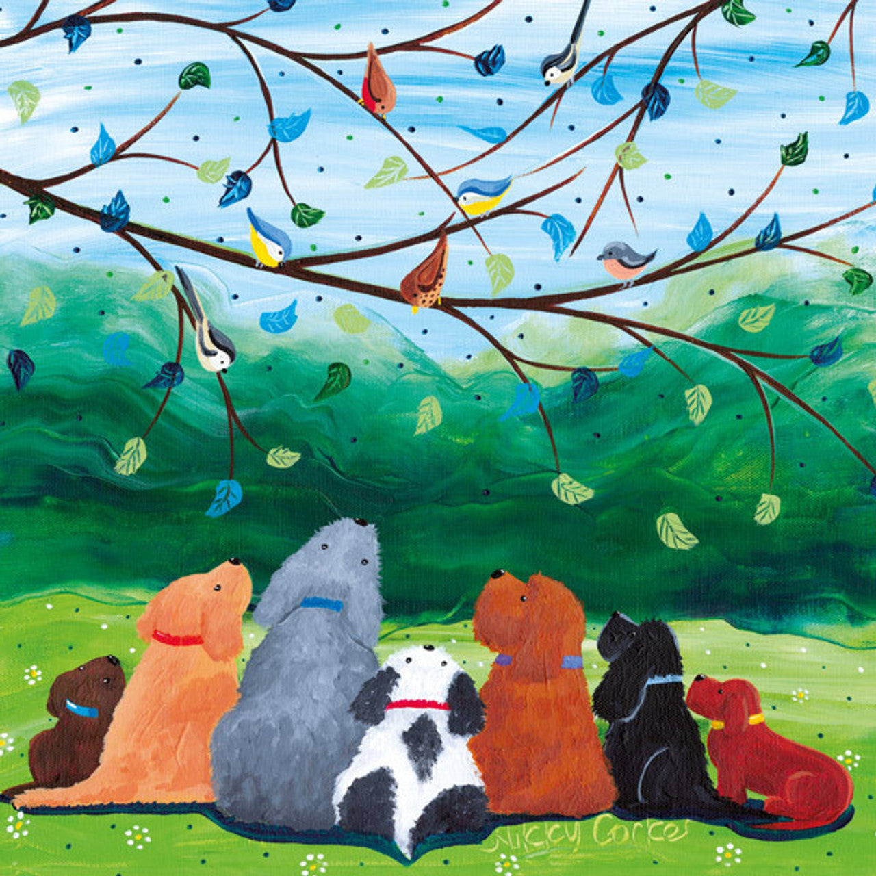 The Eco-friendly card DOGS and BIRDS tree