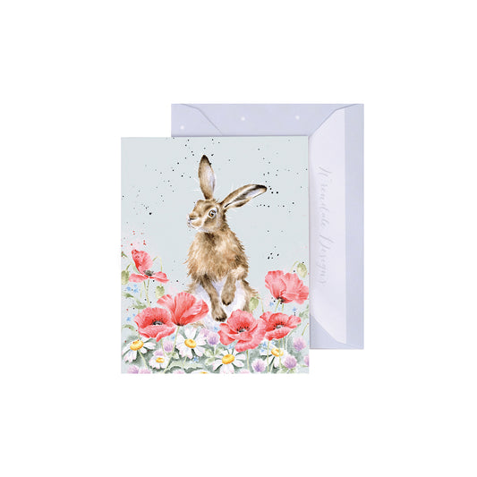 Wrendale Designs Mini card HARE Field of Flowers