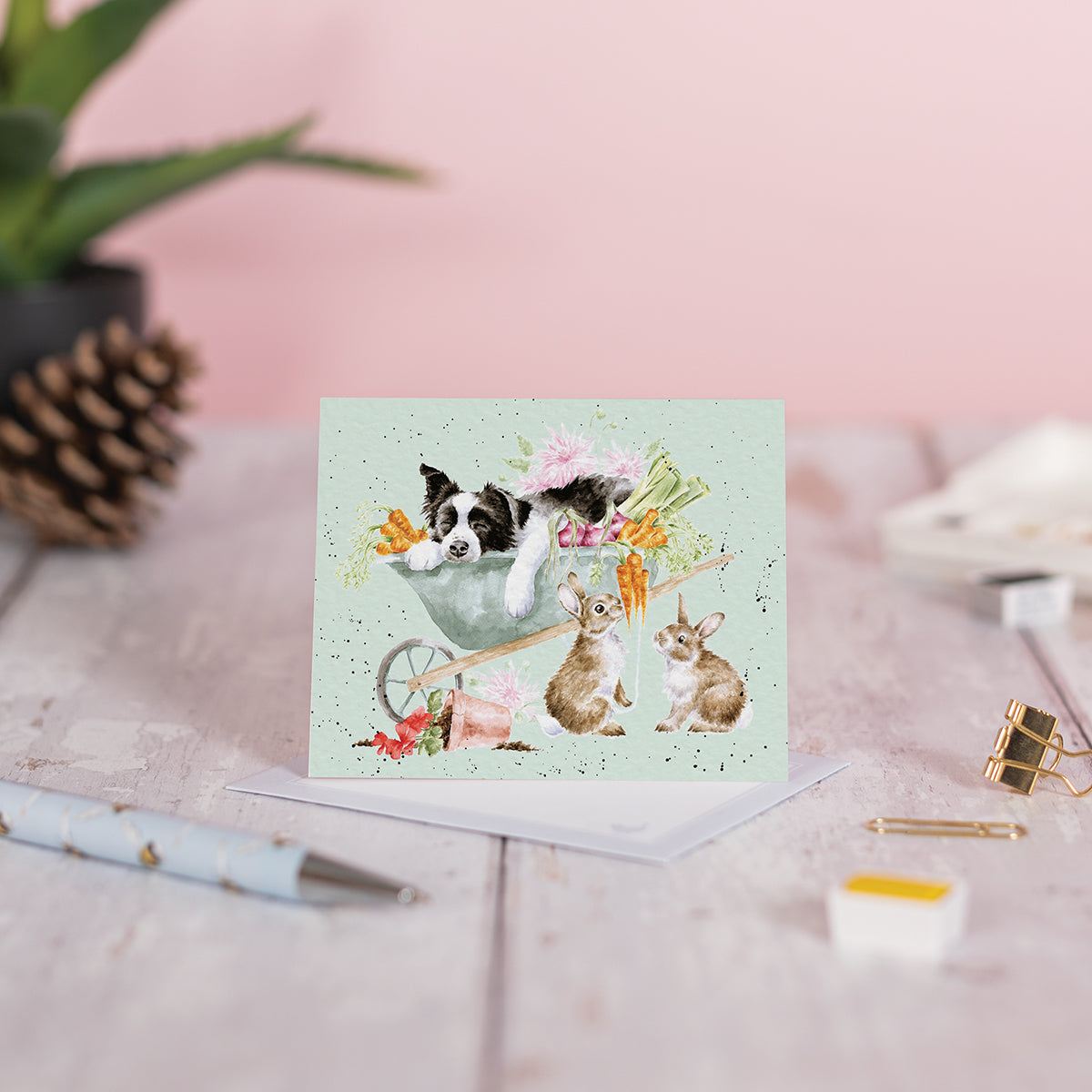 Wrendale Designs Mini card Dog COLLIE Sleeping on the Job