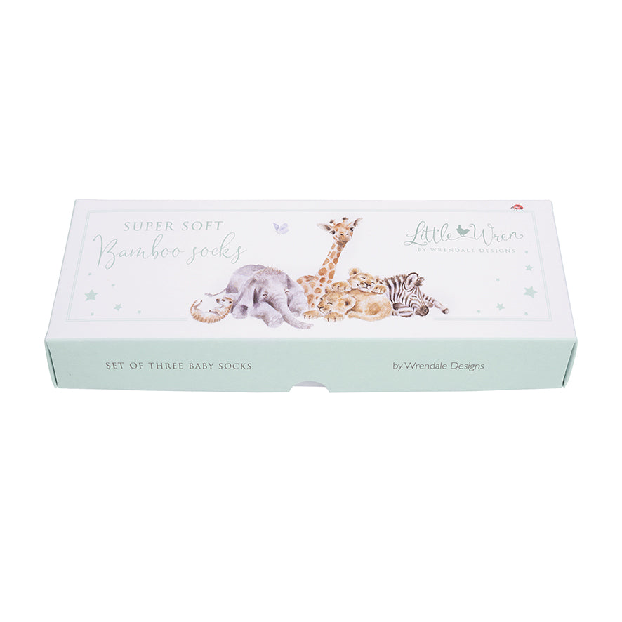 Wrendale Designs Little Wren 0-6months Socks LITTLE SAVANNAH green