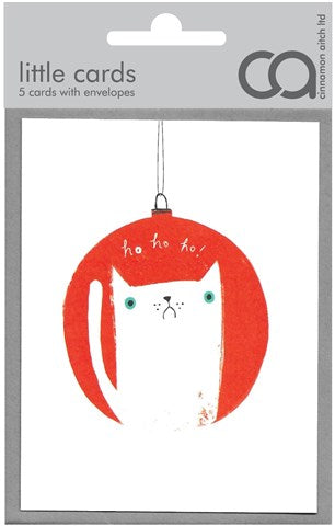 Cinnamon Aitch Christmas Pk-5 little Cards CAT & Bauble