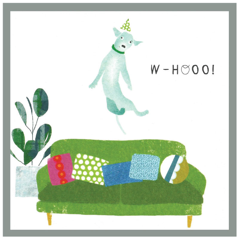 Cinnamon Aitch Margot Greeting Card Dog W-HOOO!