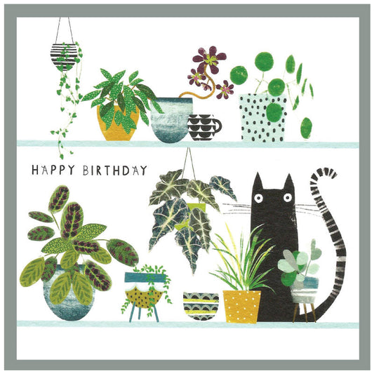 Cinnamon Aitch Margot Birthday Card Cat INDOOR PLANTS
