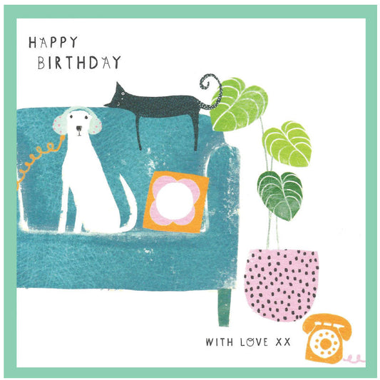 Cinnamon Aitch Margot Birthday Card Dog PINK POT 
