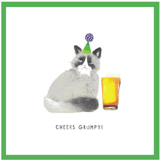 Cinnamon Aitch Margot Birthday Card Cat CHEERS GRUMPY