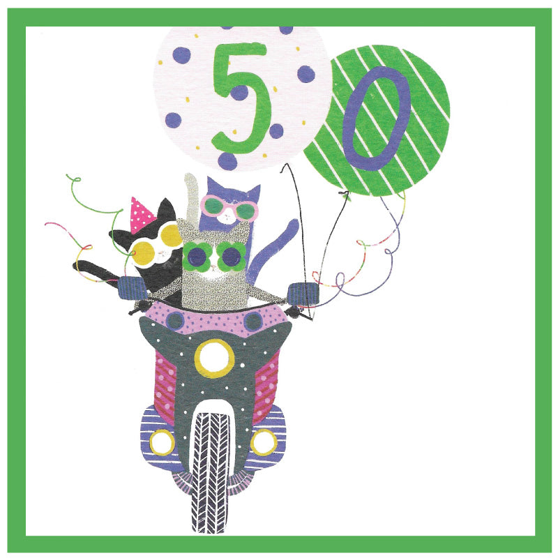 Cinnamon Aitch Margot Birthday Card Cat 50th