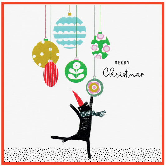 Cinnamon Aitch Christmas Card Margot Cat DECORATION DANCING