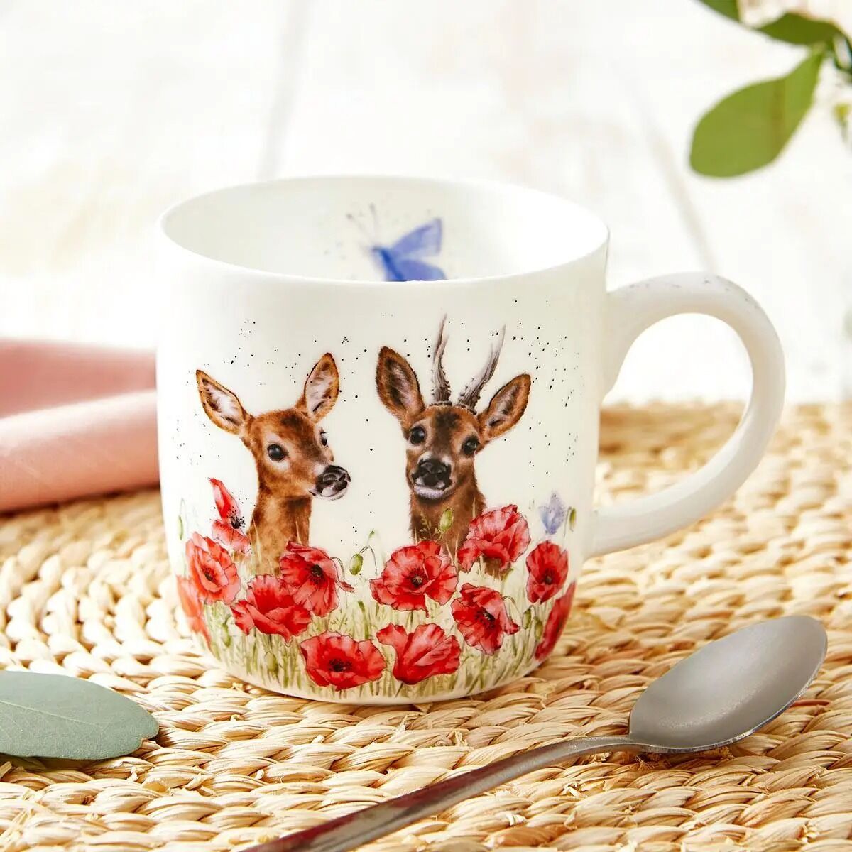 Wrendale Designs Mug DEER red poppies
