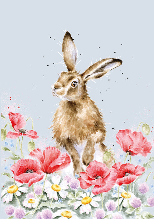 Wrendale Designs Notebook A6 HARE poppies