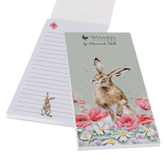 Wrendale Designs Shopping Pad magnetic HARE flowers