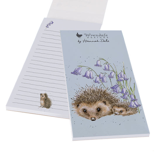 Wrendale Designs Shopping Pad magnetic HEDGEHOGS bluebells