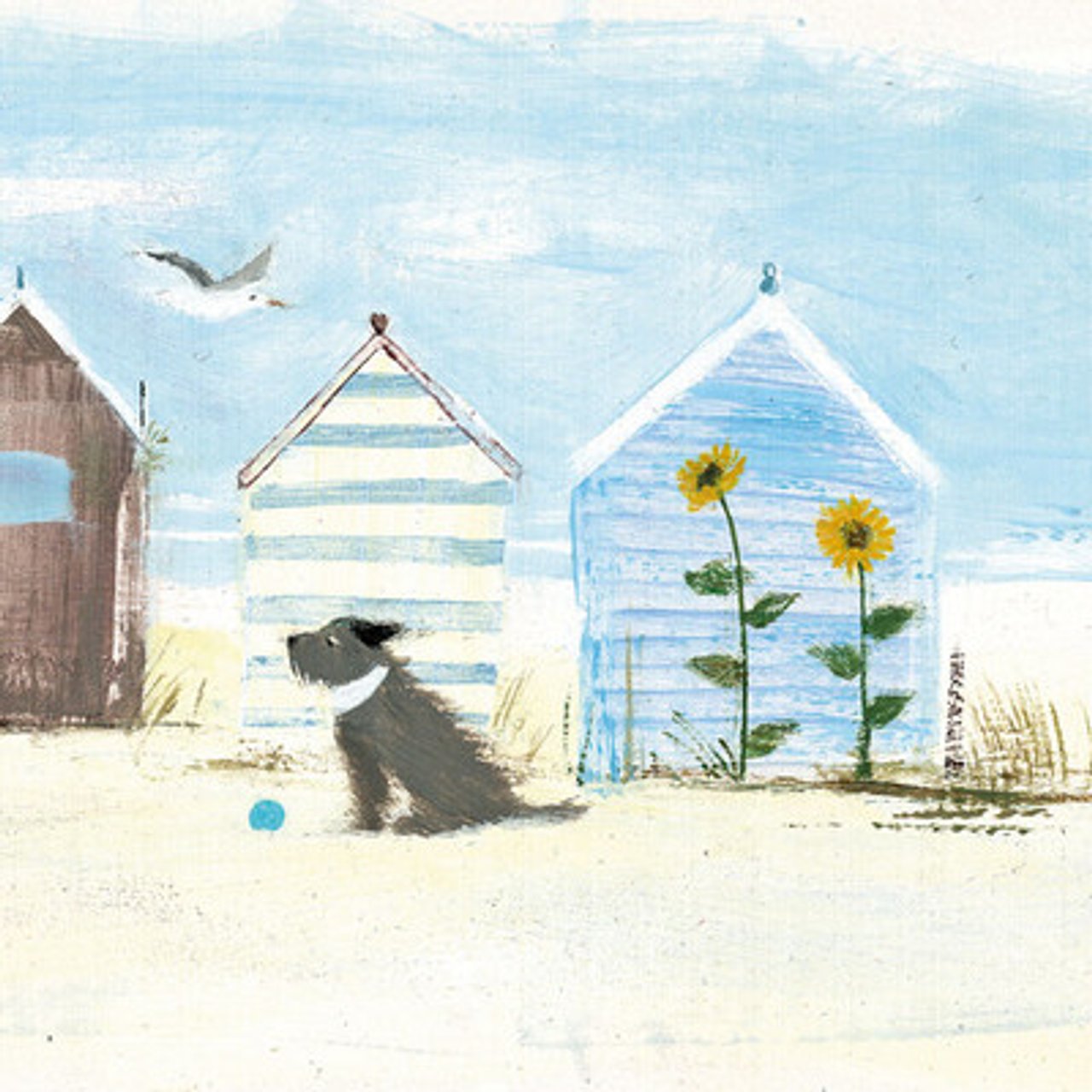 Whistlefish card BEACH HUTS DOG
