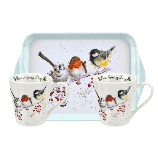 Wrendale Designs Christmas Mugs & Tray Set BIRDS