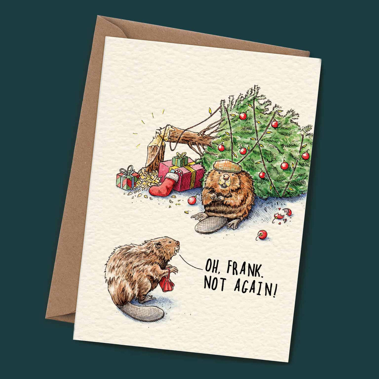 Bewilderbeest Christmas Card BEAVERS christmas tree