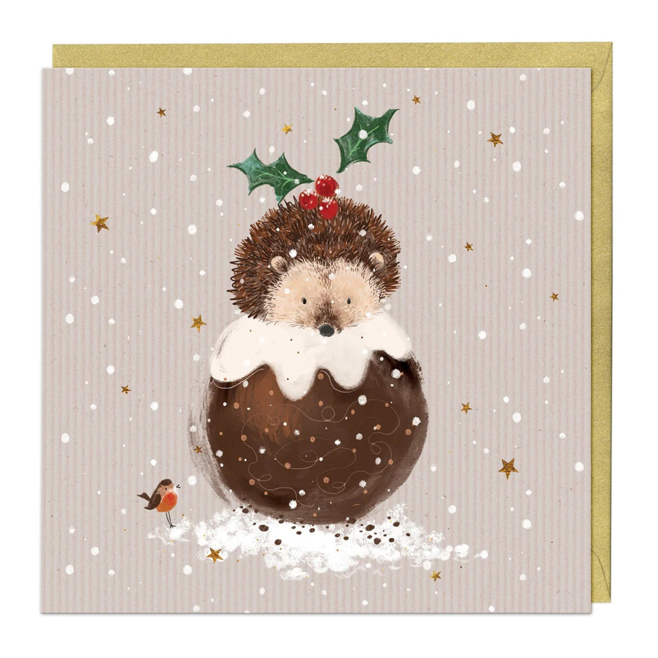 Whistlefish Christmas card HEDGEHOG pudding