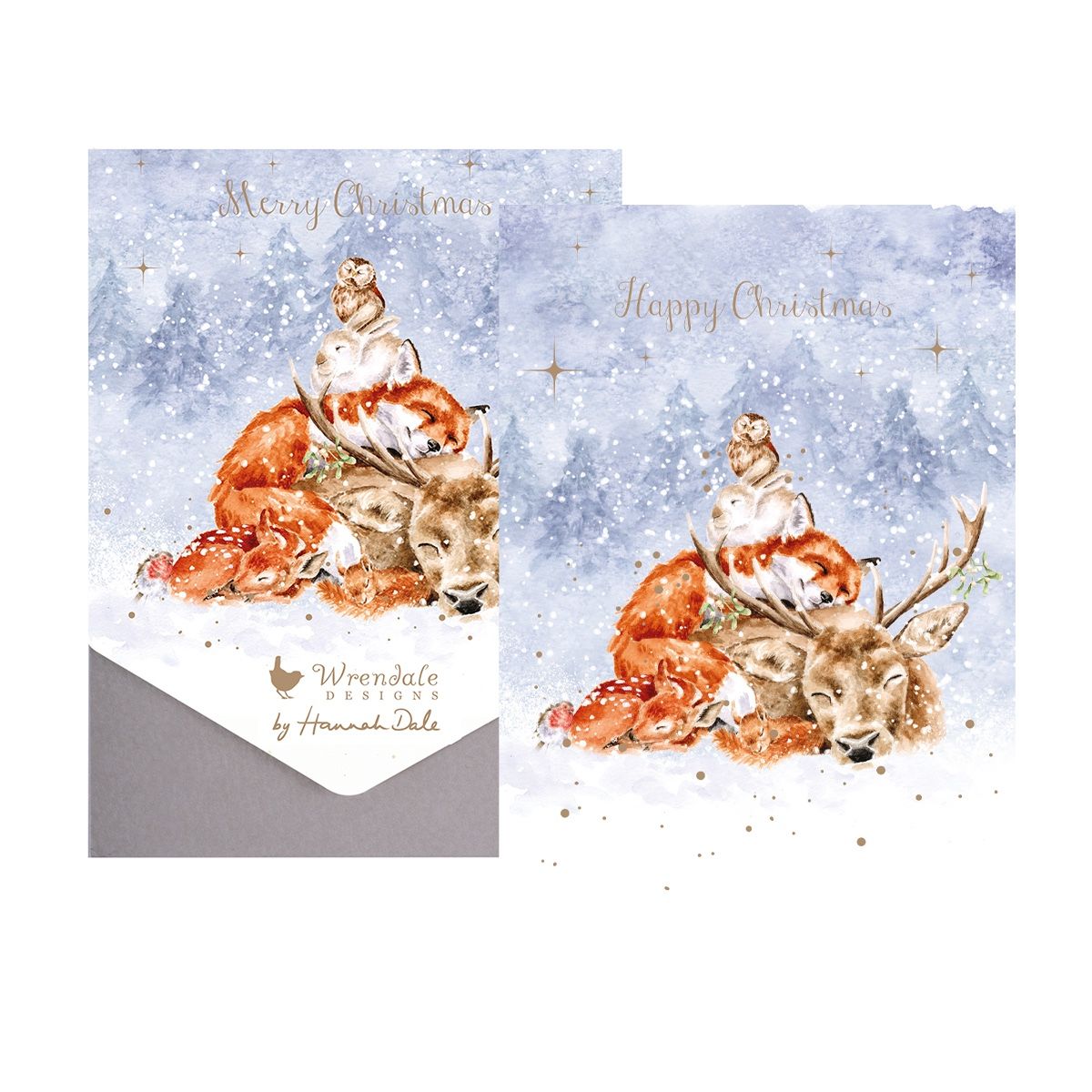 Wrendale Designs Christmas Cards pk-8 DEER OWL