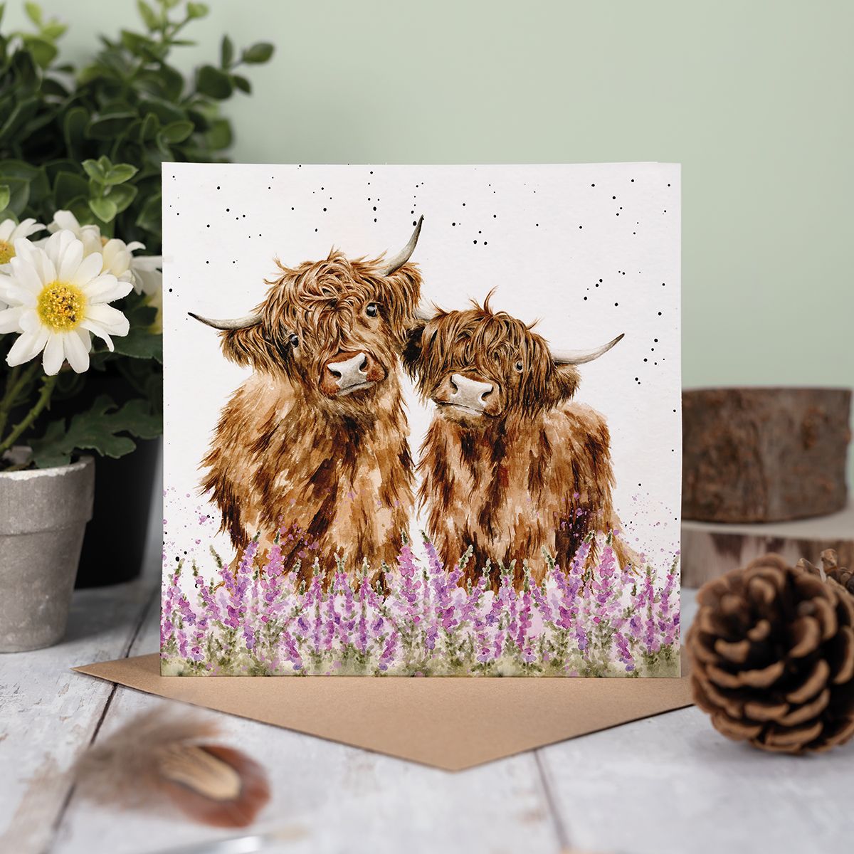 Wrendale Designs card Country Set GENTLE GIANTS highland cattle
