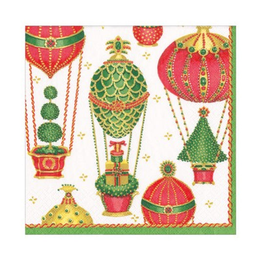 Christmas Napkins white CHRISTMAS in the AIR balloons