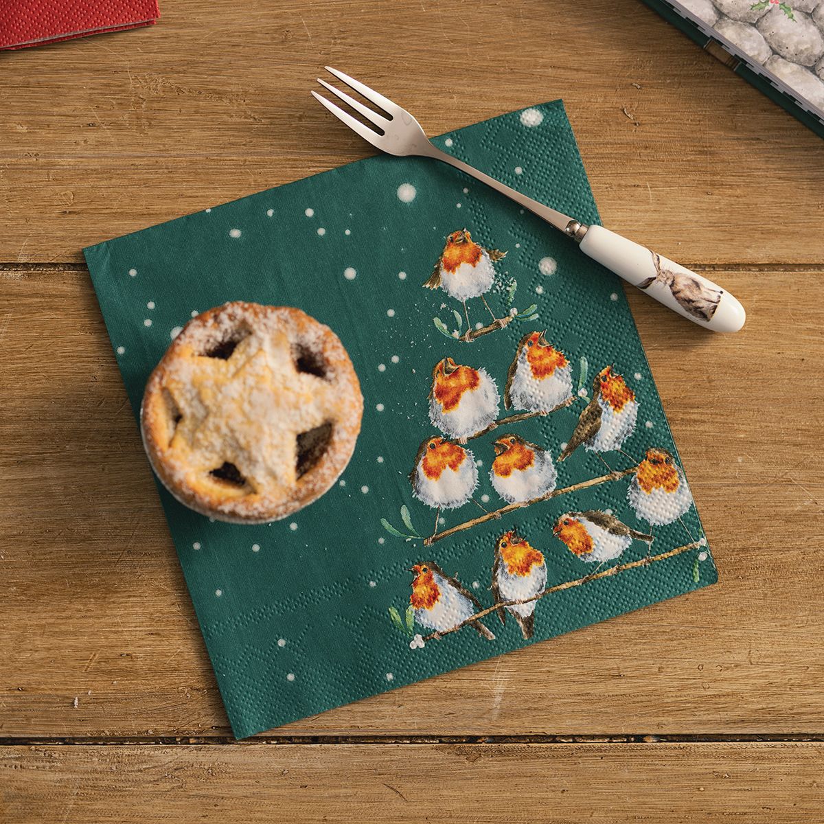 Wrendale Designs Christmas Napkins ROBINS rocking