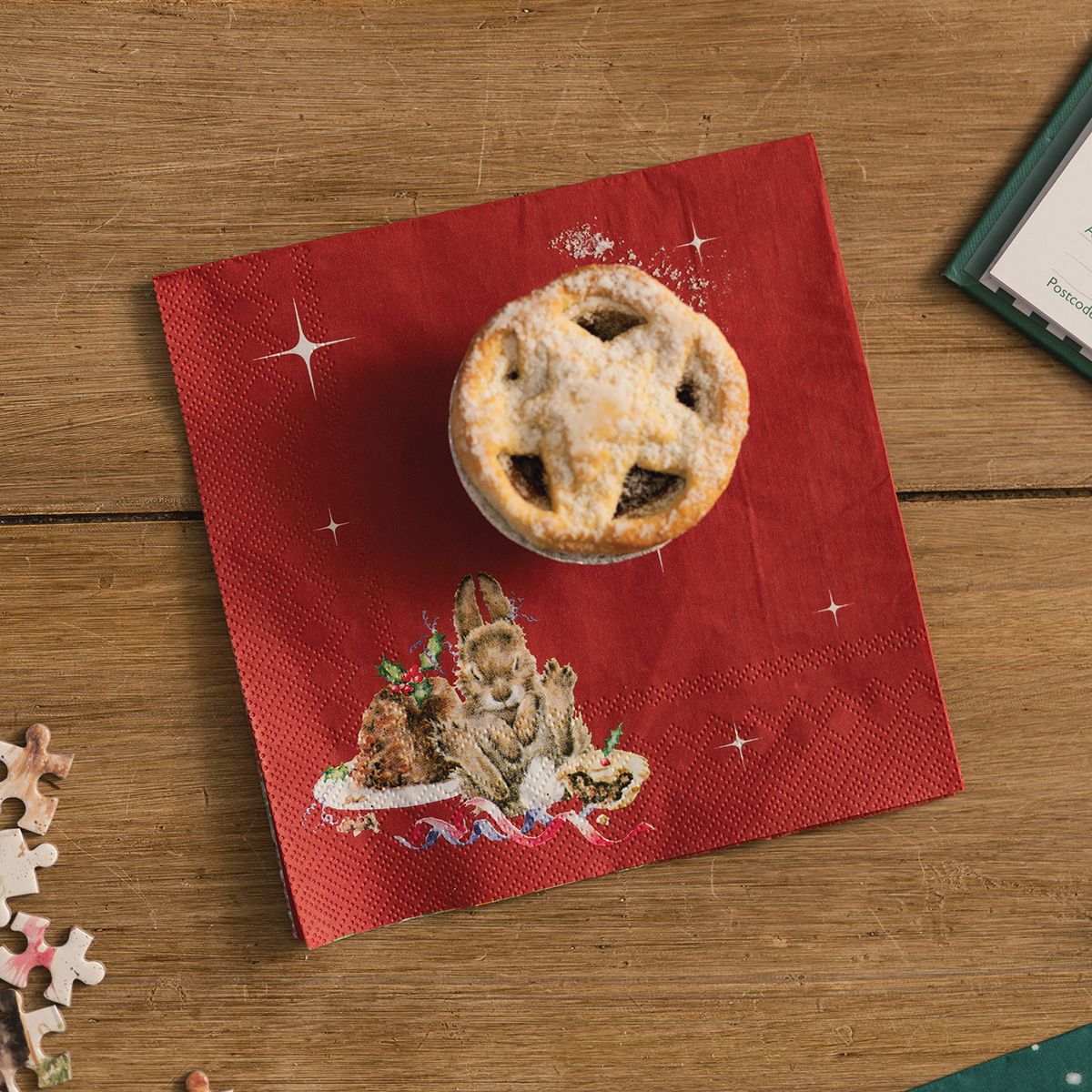 Wrendale Designs Christmas Napkins BUNNY pudding