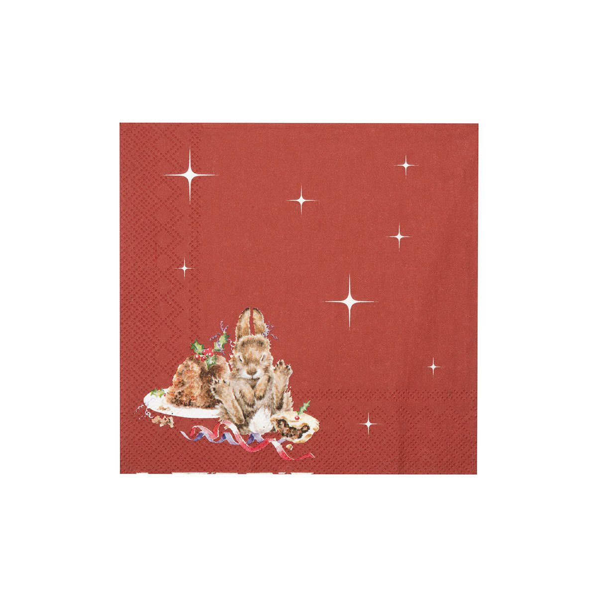 Wrendale Designs Christmas Napkins Cocktail BUNNY pudding