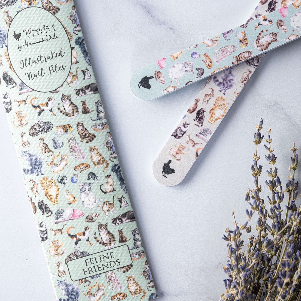 Wrendale Designs Nail File Set FELINE FRIENDS blue grey