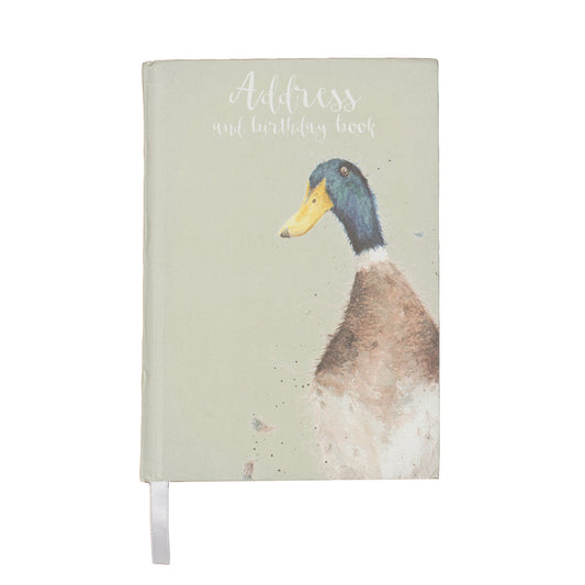 Wrendale Designs Address and Birthday book is compact and has a hard cover printed with Hannah Dale's artwork of a Duck
