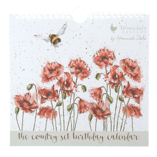 Wrendale Designs perpetual calendar has Hannah Dale's artwork of Bee and Poppies on the cover and a different Country Set design for each month