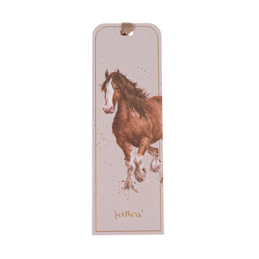 Wrendale Designs Bookmark featuring Hannah Dale's artwork of a cantering,bay Clydesdale with a white blaze