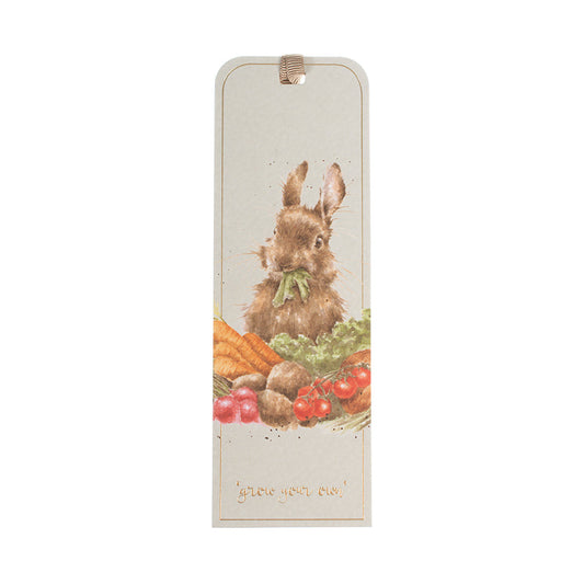 Wrendale Designs Bookmark featuring Hannah Dale's artwork of a rabbit dining on the colourful harvest