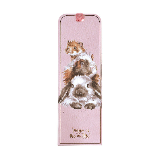 Wrendale Designs Bookmark featuring Hannah Dale's artwork of a Guinea Pig, Rabbit & Hamster stack