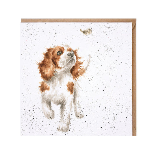 Wrendale Designs card Country Set CHASING FEATHERS spaniel