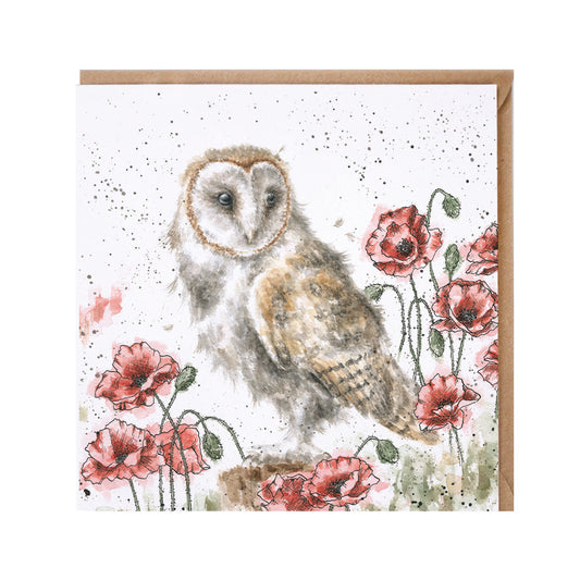 Wrendale Designs card Country Set THE LOOKOUT owl poppies