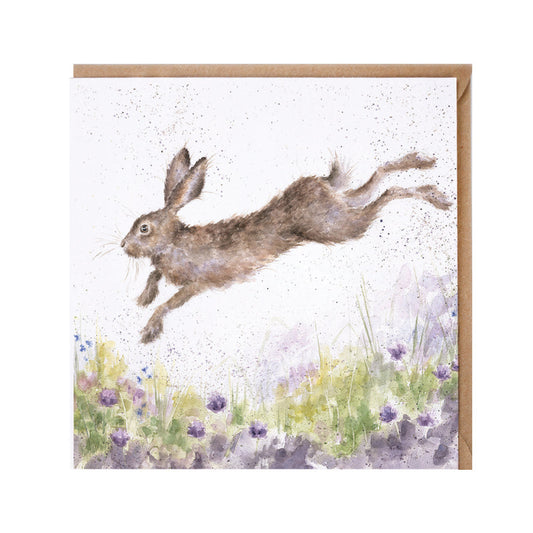 Wrendale Designs card Country Set IN FLIGHT hare