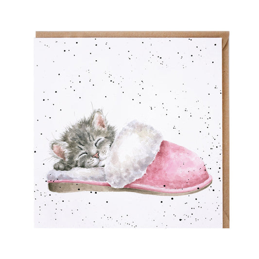 Wrendale Designs card Country Set THE SNUGGLE IS REAL kitten slipper