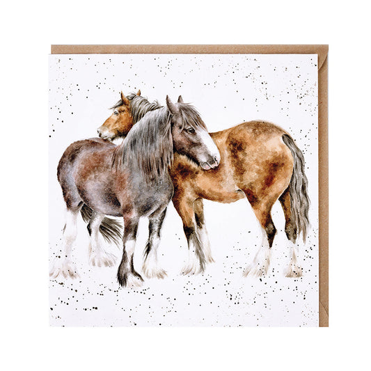 Wrendale Designs card Country Set SIDE BY SIDE clydesdales