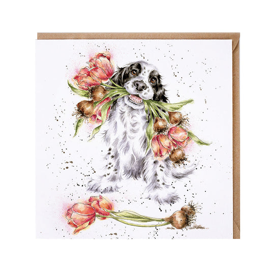 Wrendale Designs card Country Set BLOOMING WITH LOVE dog flowers