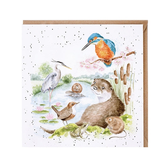 Wrendale Designs card Country Set THE RIVERBANK MOB otter birds frog 