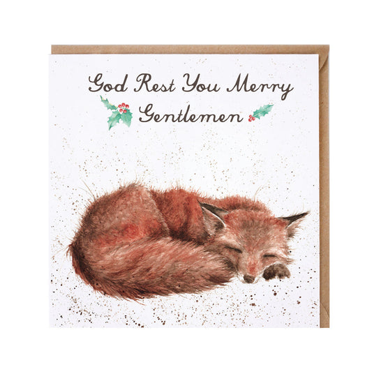 Wrendale Designs Christmas Card single FOX sleeping