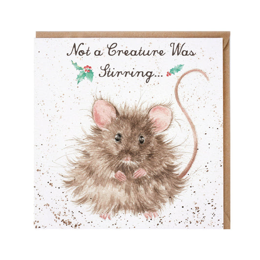 Wrendale Designs Christmas Card single MOUSE statue