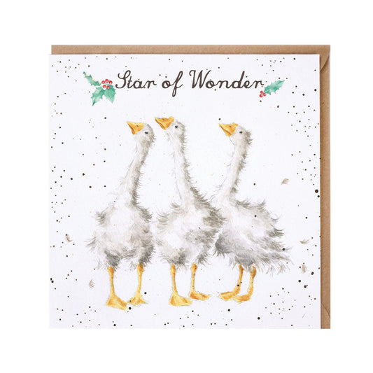 Wrendale Designs Christmas Card single GEESE gazing up
