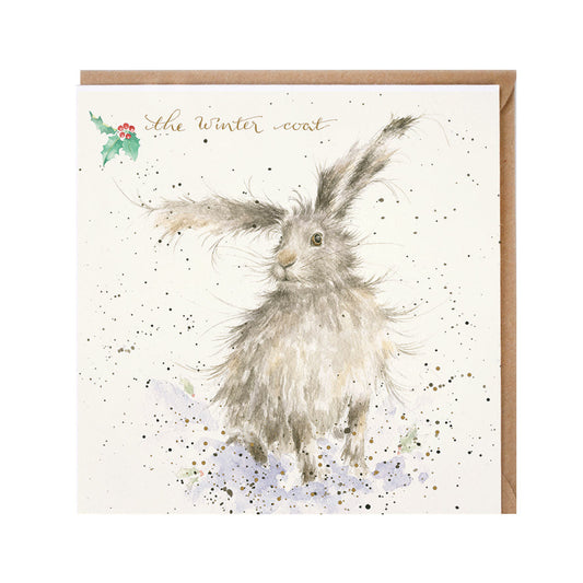 Wrendale Designs Christmas Card single HARE white