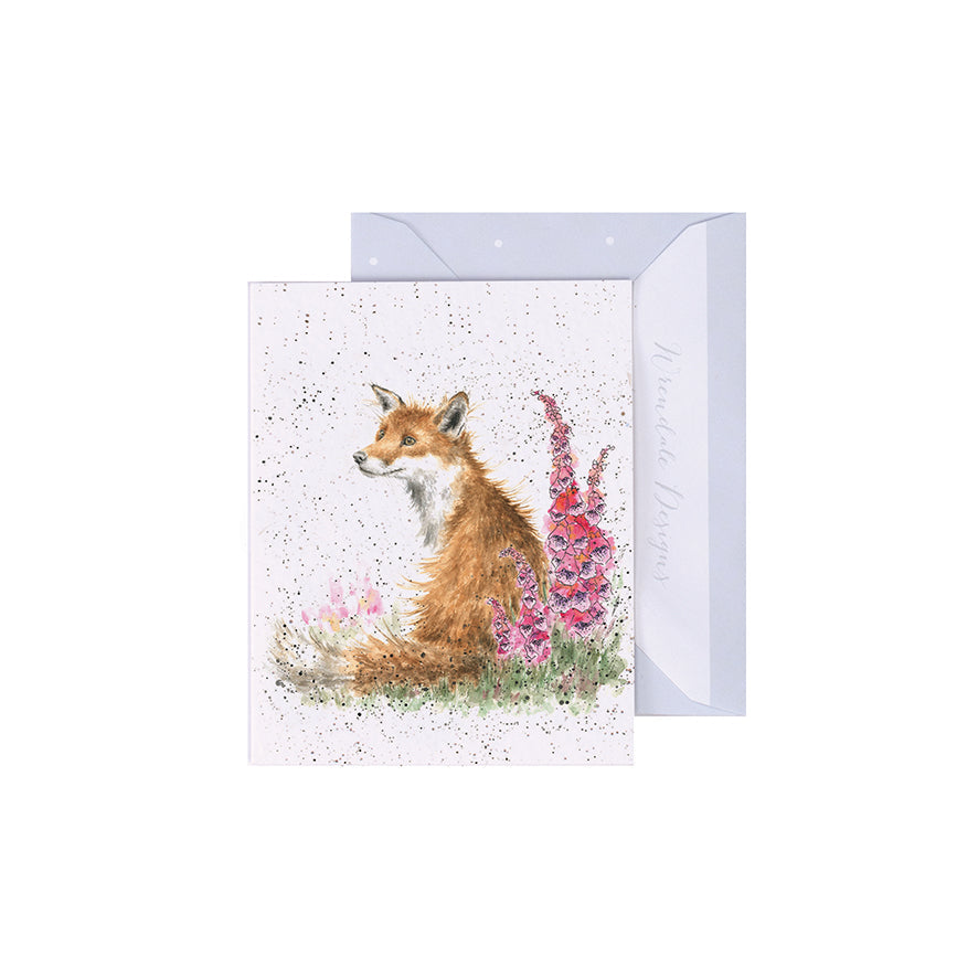 Wrendale Designs Mini card Fox FOXGLOVES