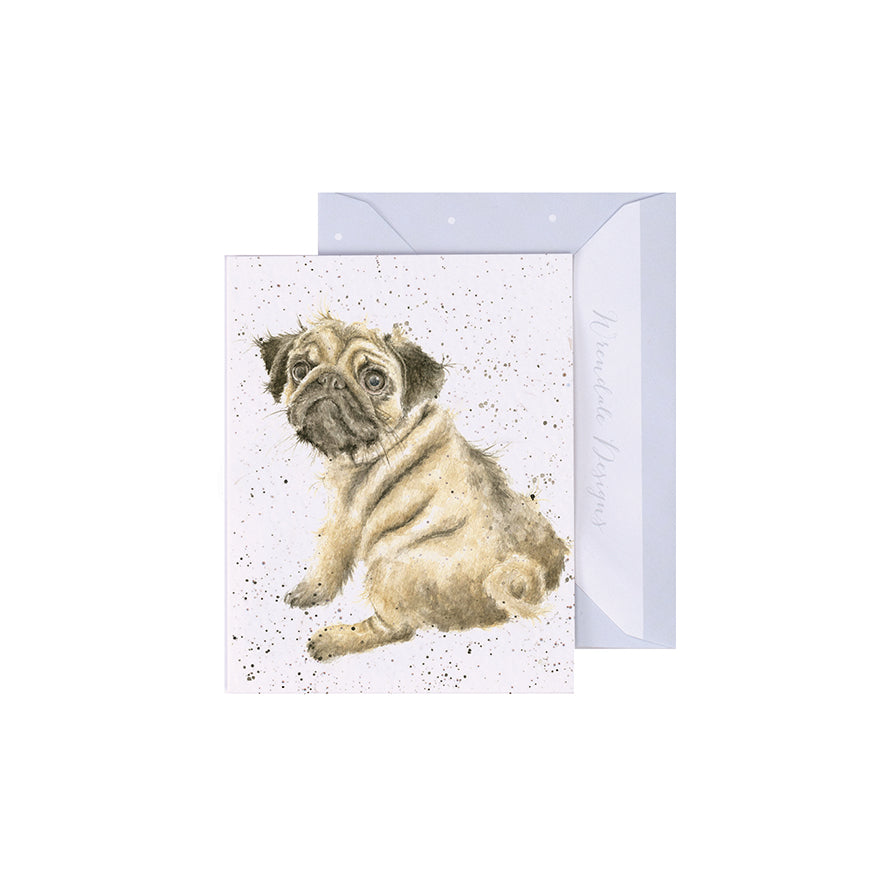 Wrendale Designs Mini card Dog PUG LOVE