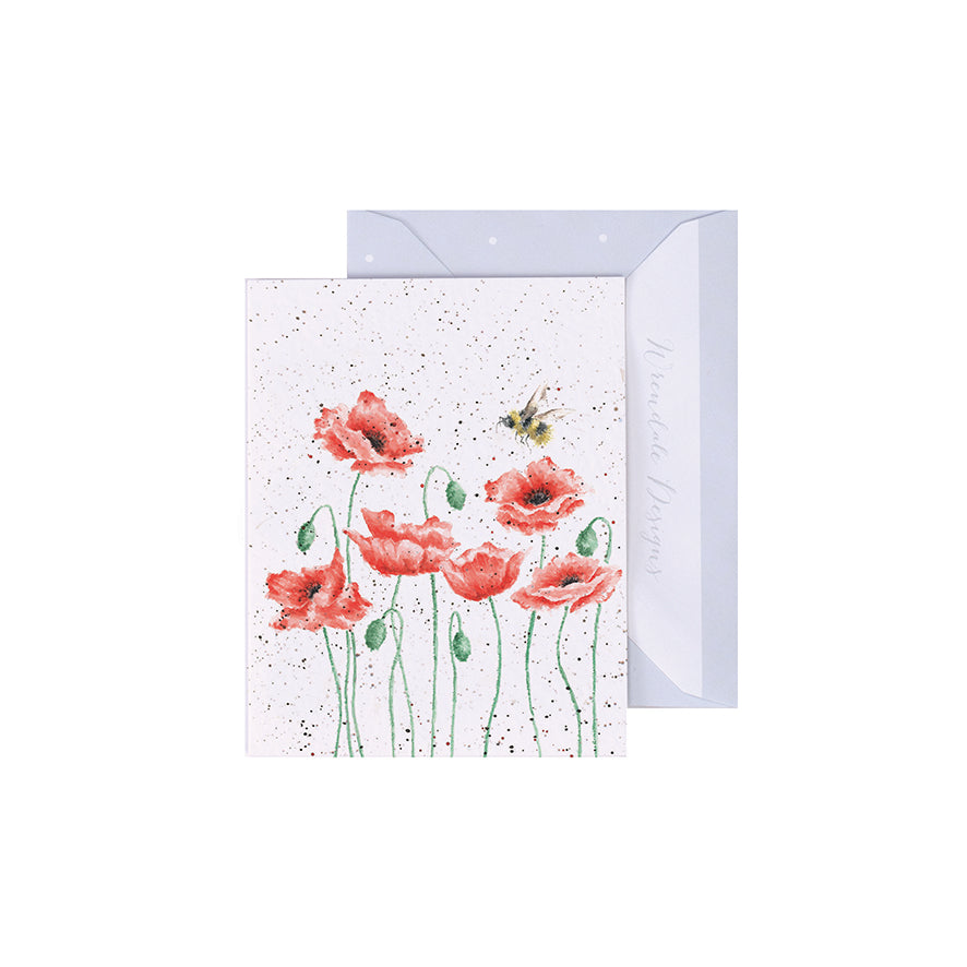Wrendale Designs Mini card Bee BEE and POPPIES