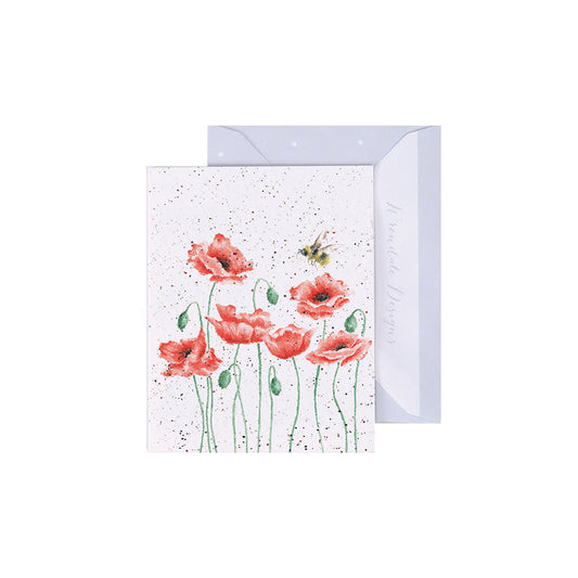 Wrendale Designs Mini card Bee BEE and POPPIES  